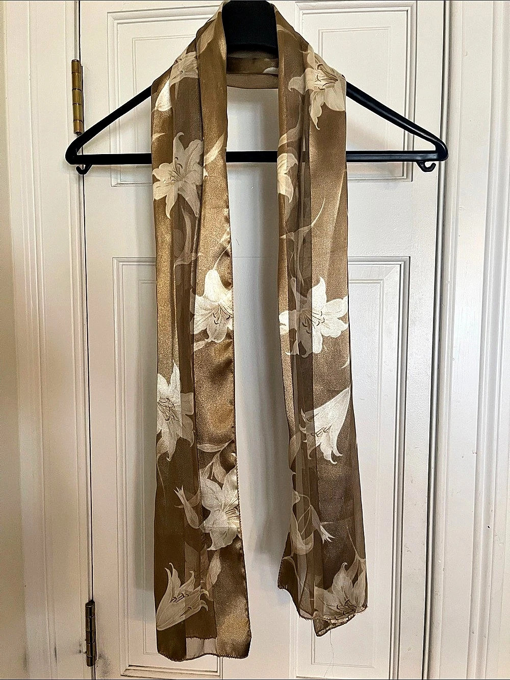 Floral Scarf in Brown & Cream Like New